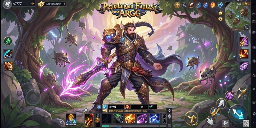 Screenshot utama A7777 menampilkan aksi seru dalam pertempuran ARPG.
