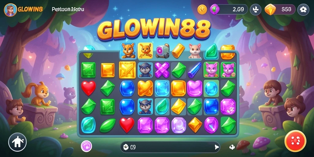 Tampilan gameplay GLOWIN88 yang seru dan penuh warna.