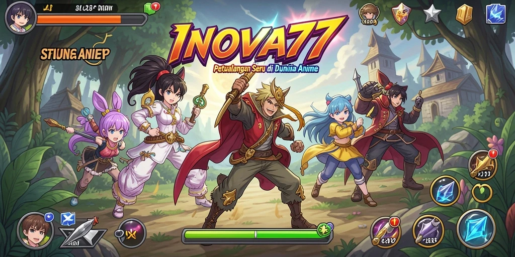 Tampilan gameplay seru dalam dunia Anime yang penuh warna.