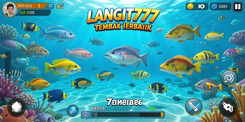 Tampilan gameplay yang seru di LANGIT777 saat menembak ikan.