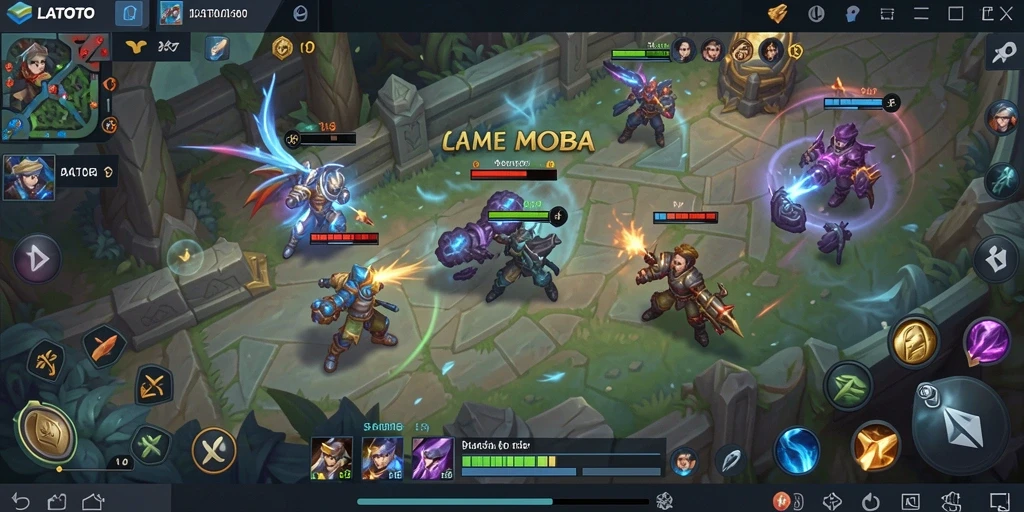 Tampilan seru dari gameplay MOBA di LATOTO.