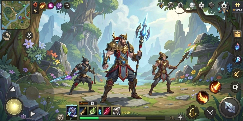 Gameplay seru P200M yang menunjukkan pertempuran epik dan karakter yang heroik.