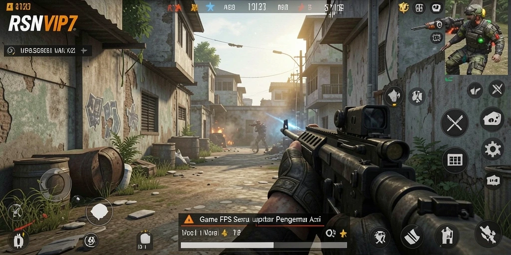 Tampilan gameplay RSNVIP7 dengan grafis FPS yang memukau.