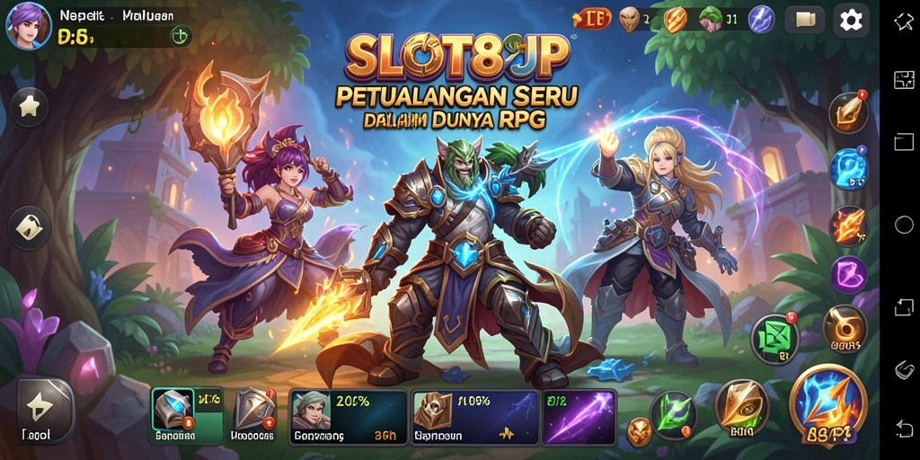 Screenshot utama SLOT88JP menampilkan aksi perang epik dalam RPG.